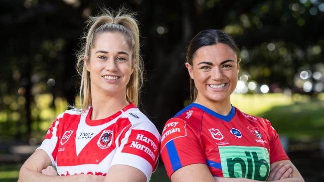 Kezie Apps from The Dragons and Millie Boyle from The Knights play in the NRLW. The competition will be a goal of all the schoolgirl players, along with the Jillaroos