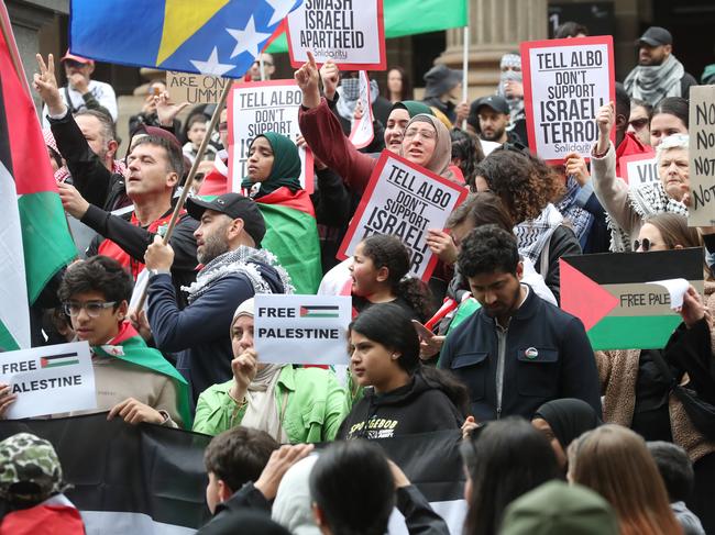 People at the rally against the occupation of Palestine. Picture: David Crosling