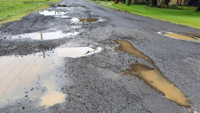 Some of the potholes in Bright Street, East Lismore.