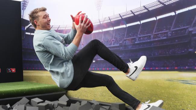 Patrick Cripps got to demonstrate his marking skills at the “speccy pit”. Picture: David Crosling