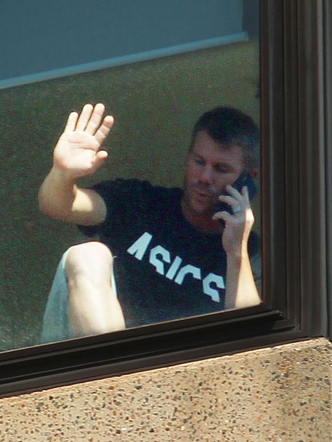 Warner talks on phone. Picture: Matrix