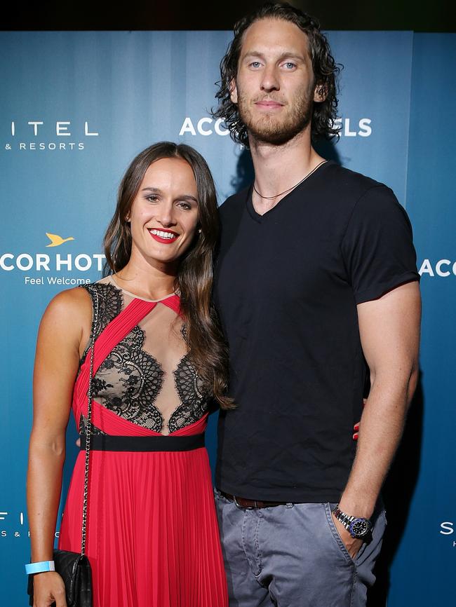 Ty Vickery with wife, tennis star Arina Rodionova. Picture: Julie Kiriacoudis