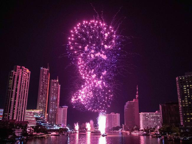 Bangkok was lit up by a dazzling display of fireworks. Picture: Getty Images