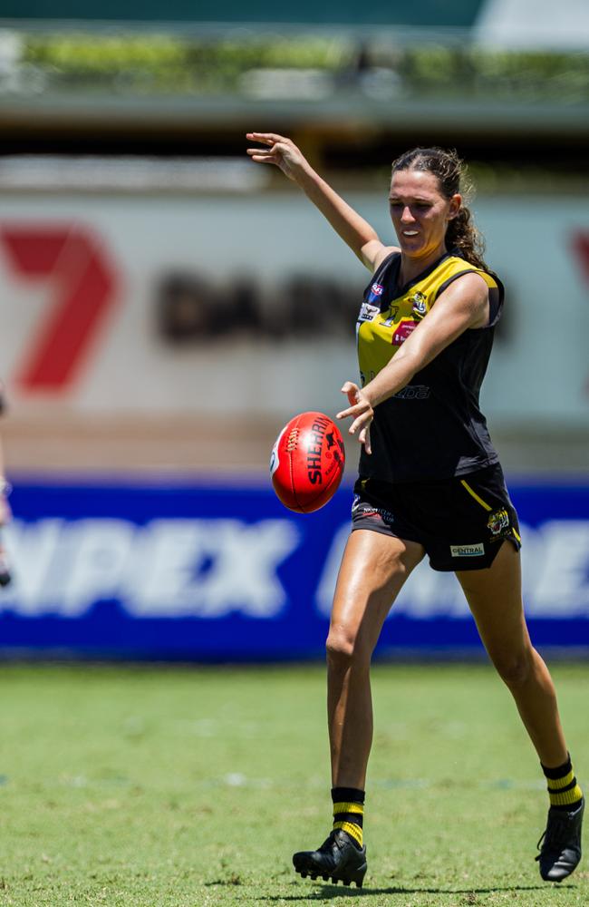Cassie McWilliam as the Nightcliff Tigers took on the Palmerston Magpies in the 2024-25 NTFL women's semi-final. Picture: Pema Tamang Pakhrin
