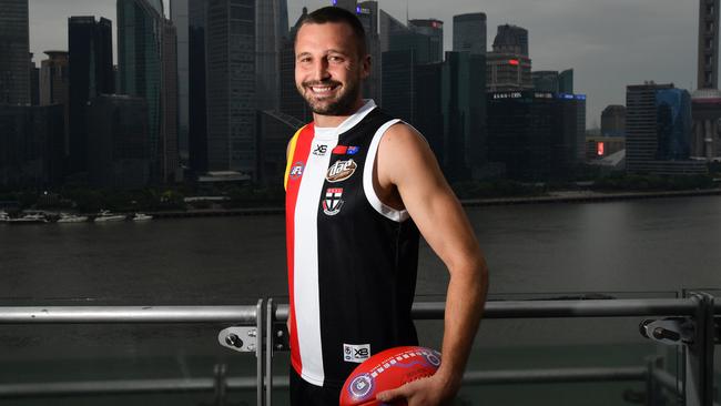 St Kilda captain Jarryn Geary could face Port Adelaide in Shanghai. Picture: AAP