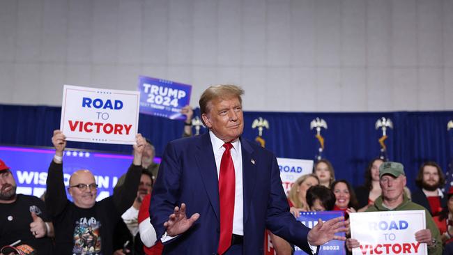 Former President Donald Trump arrives for a rally in Green Bay, Wisconsin. Picture: Scott Olson/AFP