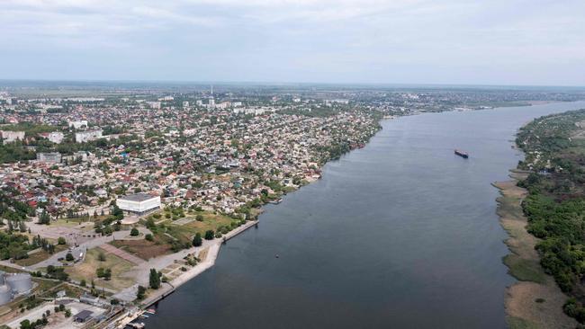 An aerial view of the city of Kherson in May. Russian forces are now said to be on the opposing bank out of the city proper. (Photo by Andrey BORODULIN / AFP)