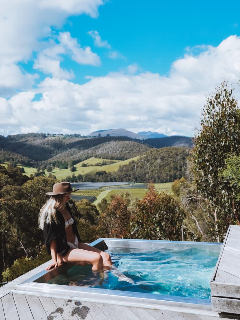 The hot tub with a view at Orchards Nest. Picture: @she.who.explores