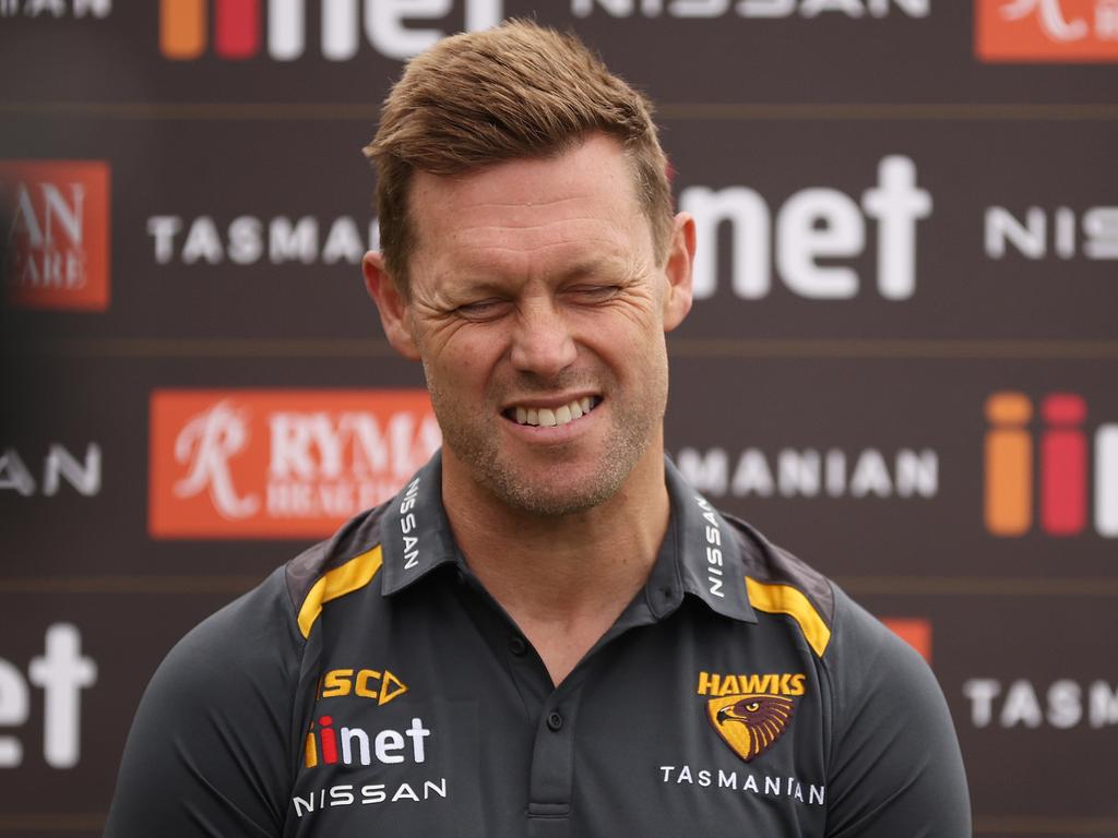 Sam Mitchell faces the media on Thursday. Picture: Daniel Pockett/Getty Images