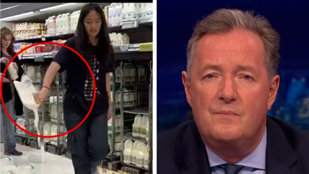 Piers Morgan’s ‘pathetic’ animal rights stunt pours milk