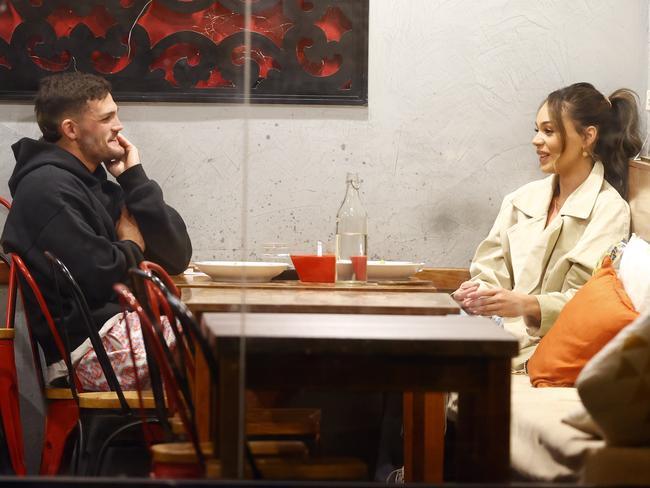 NRL star Nathan Cleary having dinner with Teah Foot at Spice Thai in Coogee. Picture: Richard Dobson