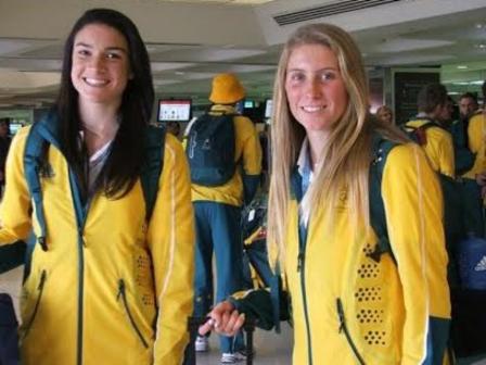 Best friends Michelle Jenneke and Jenny Blundell arrive in Florida to train at the Australian camp.