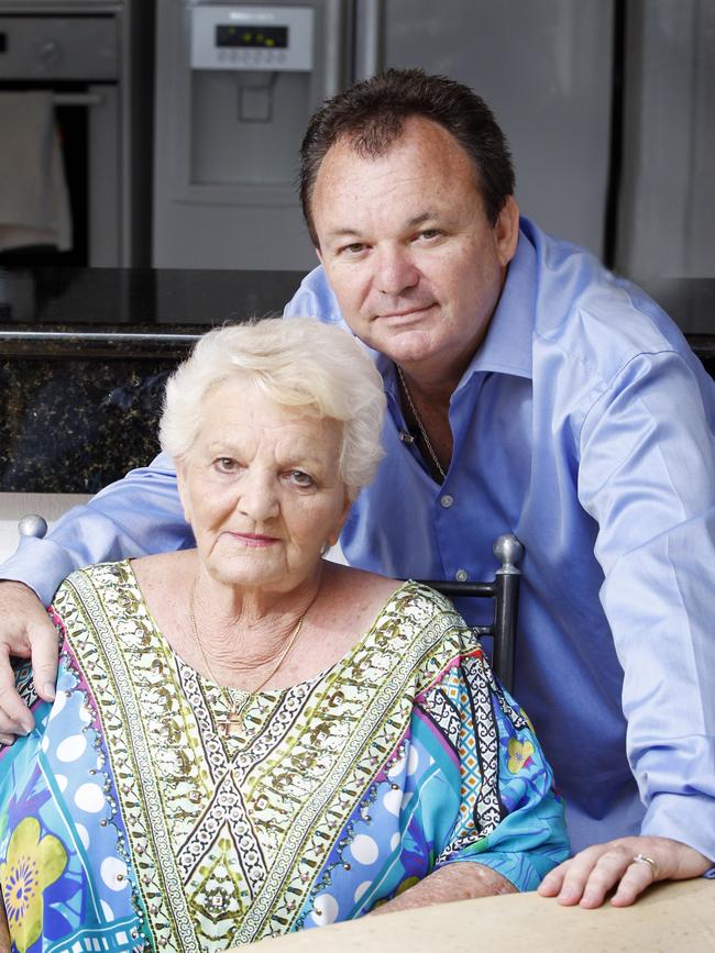 Peter Foster with his mother Louise Foster at his Carrara home in 2011.