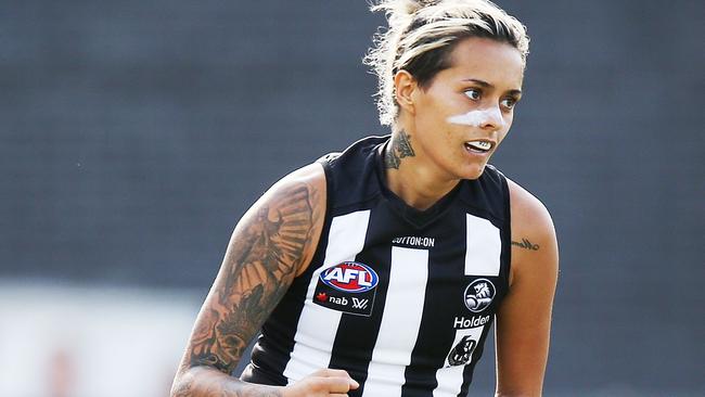 Mo Hope celebrates one of her two goals against the Giants. Picture: Getty