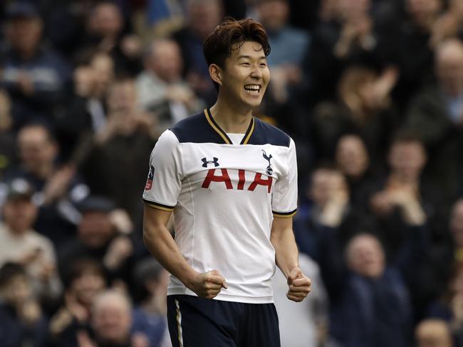 Tottenham's Son Heung-min after scoring for Spurs against Millwall in 2017. Picture: AP