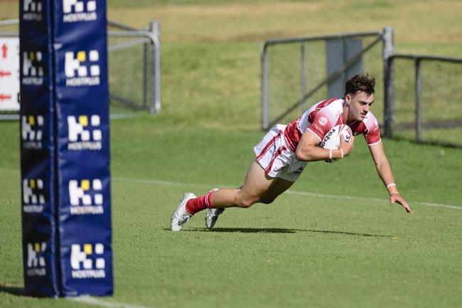 Callum Bowles gets a try. Picture: Kevin Farmer
