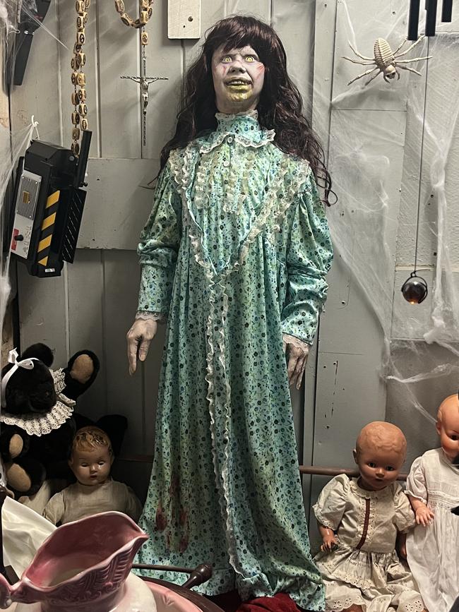 A doll version of the possessed Regan from The Exorcist at the Maryborough museum.