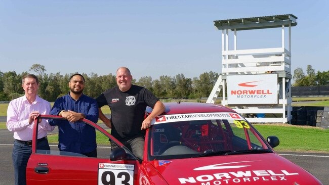 Garry Connelly with Gunya Meta Indigenous Mentor Michael Orche and Bathurst 1000 winner Paul Morris (Photo: Racing Together Facebook/R6 Digital).