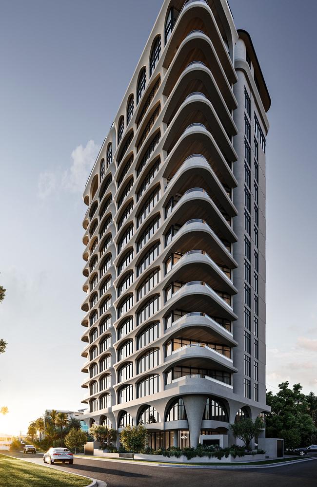 Artist impression of Greenwich, a 15-storey New York-inspired tower planned for Chevron Island by developer Ention Properties.