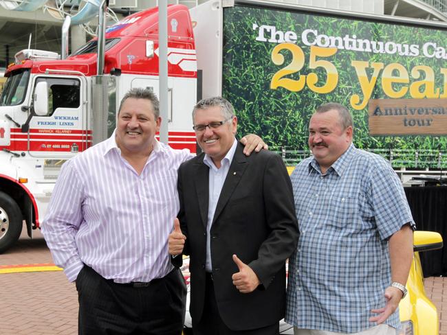 Continuous Call Team audio featuring Ray Hadley (centre) and Darryl Brohman (right) was played in court.