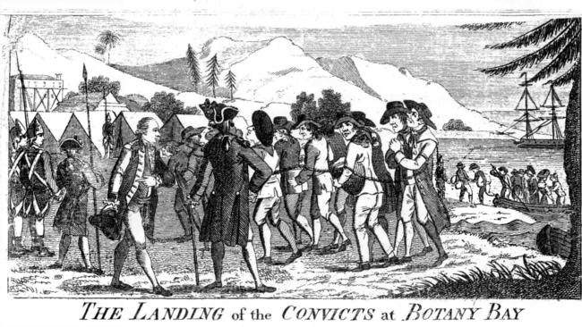 Landing of Convicts at Botany Bay" from Captain Watkin Tench's A NARRATIVE OF THE EXPEDITION TO BOTANY BAY. First published in 1789