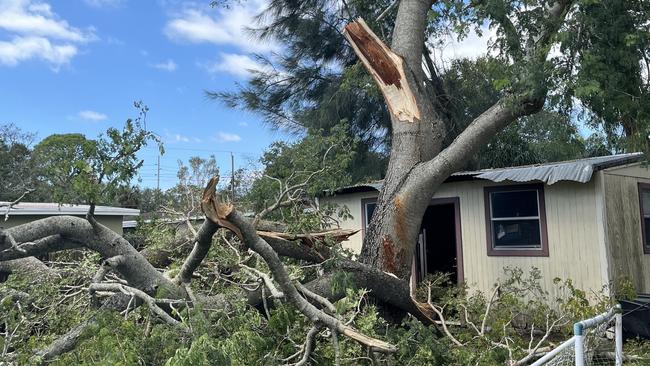 Damage to the property of Matthew Leyshon, the Aussie expat from Sydney living in Florida, following Hurricane Milton.