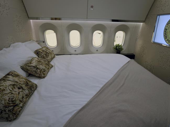 View of the interior of the Mexican presidential plane at the presidential hangar of the Benito Juarez International Airport in Mexico City, on July 27, 2020. - Mexico's government is analyzing two offers to buy its presidential plane, informed on Monday President Andres Manuel Lopez Obrador, who considers the luxurious aircraft as an "insult" to the poverty that exists in the country. (Photo by ALFREDO ESTRELLA / AFP)