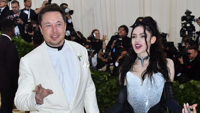 Musk and Grimes at the Met Gala in 2018. Picture: Angela Weiss/AFP