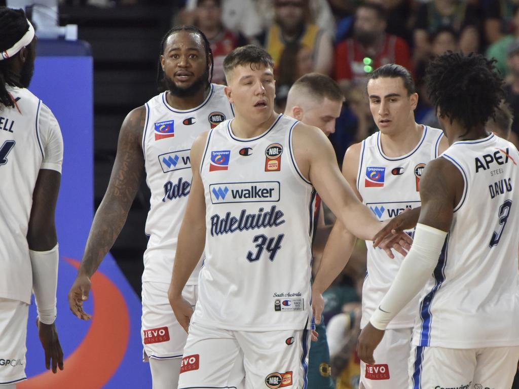 DJ Vasiljevic with his 36ers teammates. Picture: Getty Images