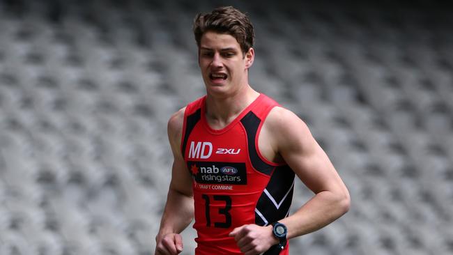 Jarrod Berry finished first in the 3km time trial and beep test during the AFL Draft Combine. Picture: Mark Dadswell