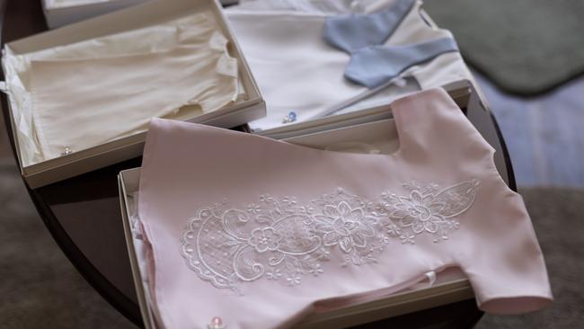 Several different types of support groups are available for grieving parents. One of the groups, called Angel Gowns, provides a special outfit for babies, made out of donated wedding dresses. Picture: David Kelly