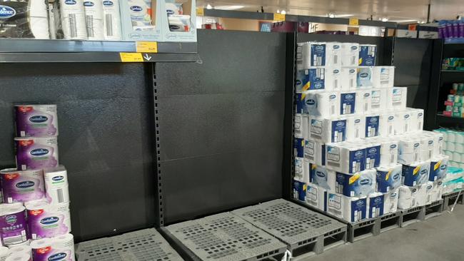 Stock at Aldi Morayfield is already disappearing. Photo: Erin Smith