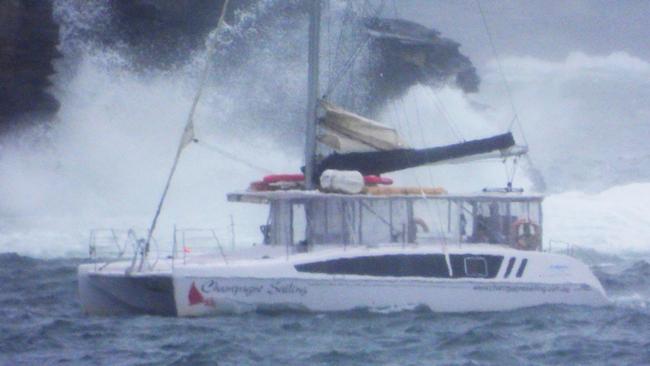 It was dangerous for pleasure boats crossing the heads in Sydney on Friday. Picture: John Grainger