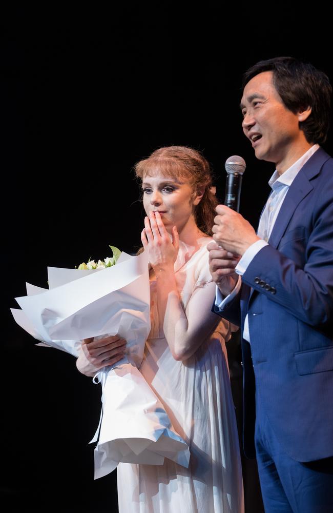 Mia Heathcote with Li Cunxin. Picture: David Kelly