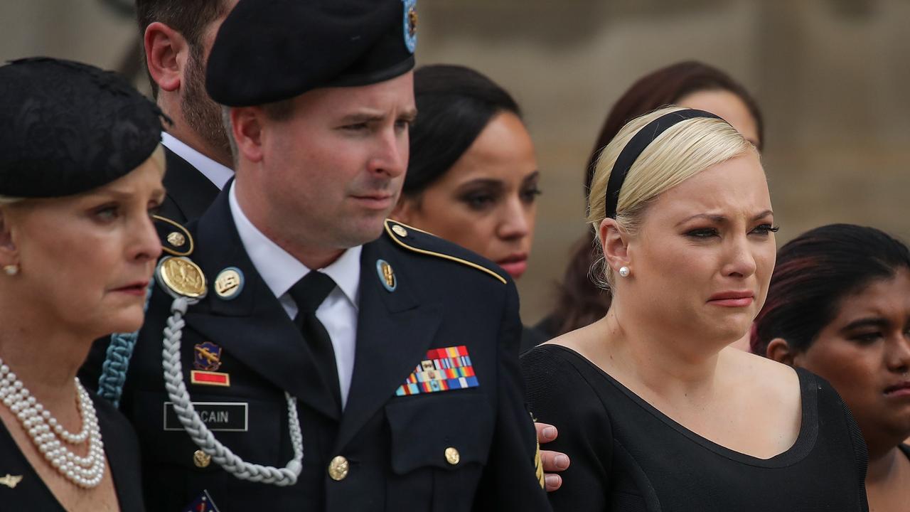 Cindy McCain, her son James, and daughter Meghan at John McCain’s funeral. Picture: Drew Angerer/Getty Images/AFP