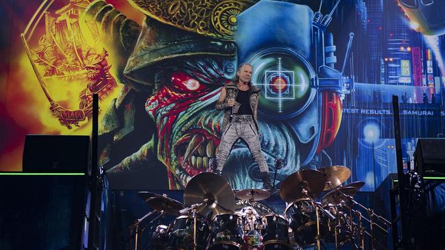 British heavy metal band Iron Maiden performing on its world tour, titled The Future Past, which included an Australian visit in September 2024. Picture: Supplied