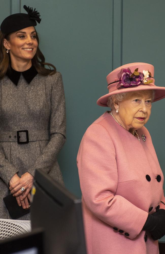 ‘Extremely good influence.’ Queen Elizabeth, right, and Kate Middleton. Picture: Paul Grover/Daily Telegraph/PA Wire