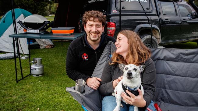 Kaleb James and Freya Lamacraft at Port Elliot this week. Picture: Matt Turner.