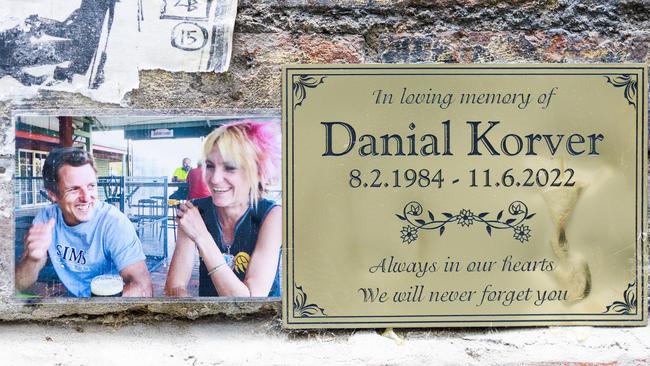 The Korver family has since placed a plaque and photo of Danial near the spot where he overdosed in order to discourage people from using drugs in the alleyway. Picture: NCA NewsWire / Aaron Francis