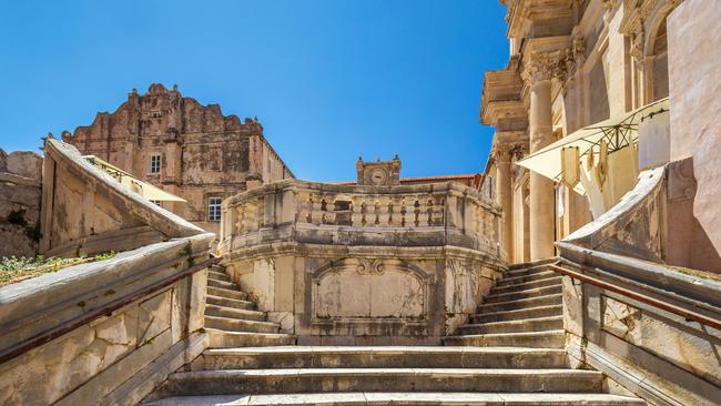 The Jesuit Stairs in the historic city centre of Dubrovnik in Croatia.