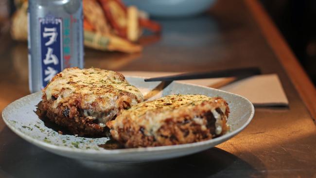 Panko eggplant with cheese miso. Picture: LUKE BOWDEN