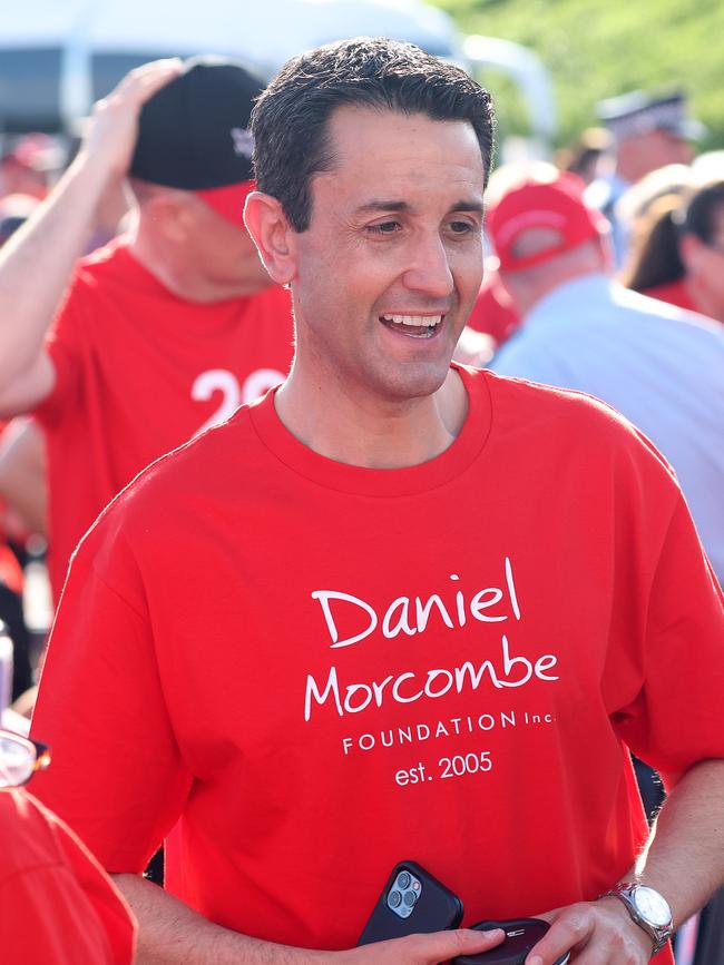 Leader of the Opposition David Crisafulli attends the Walk for Daniel, in memory of murdered Sunshine Coast schoolboy Daniel Morcombe, on the Sunshine Coast on Friday morning. Picture: Liam Kidston