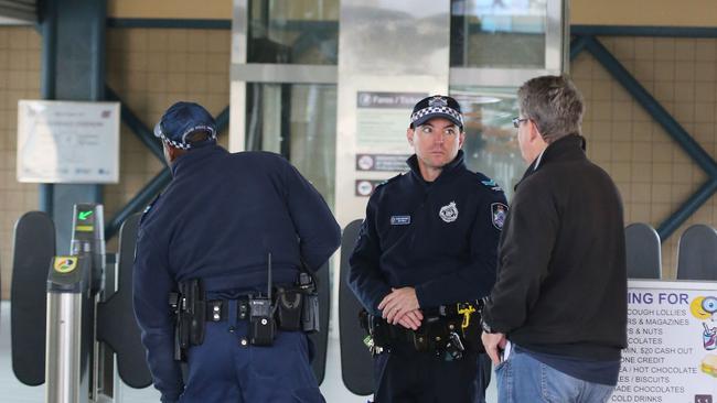 Police have stepped up their presence at Helensvale train station. Picture: Glenn Hampson