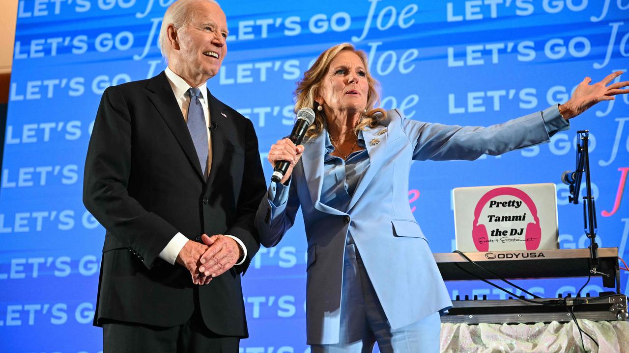 Joe and Jill Biden visit a campaign debate watch party in Atlanta, Georgia. Picture:  AFP.