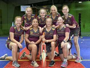 REP SELECTION: Toowoomba indoor cricketers (from left) Georgia Bielby, Rachael Lewis, Mia Perkins, Ella Harvey, Jaimie-Lee Strang, Olivia Winter, Keali Bullen and Olivia Bennett will line-up in the Queensland under-14 team at this year's Australian Junior Championships from July 7-14 in Toowoomba. Picture: Kevin Farmer