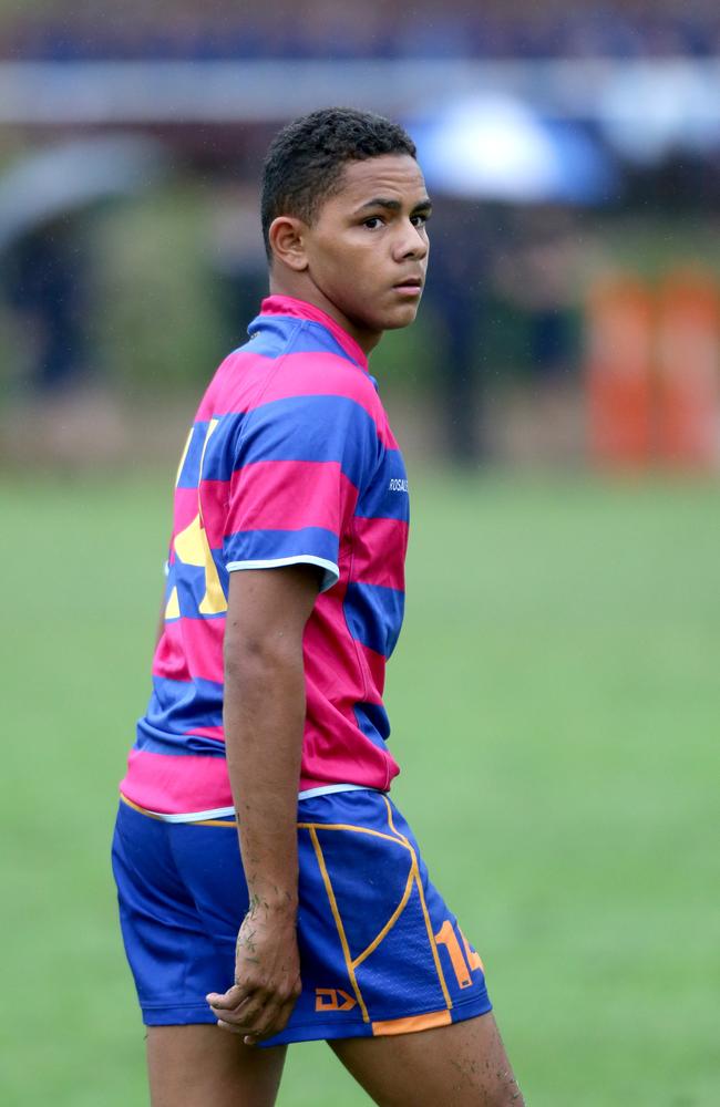 No.14 Dwayne Ludwick, played for Marist College Ashgrove’s First XV as a Year 10 student. (Image AAP/Steve Pohlner)