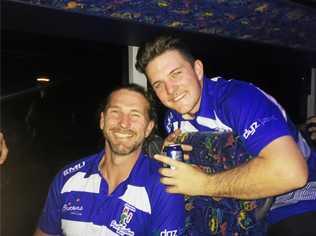 GOOD TIMES: Father and son duo Dave and Mitch Richardson played their first game of A-Grade together in the BRL for Past Brothers at the weekend. Picture: Contributed