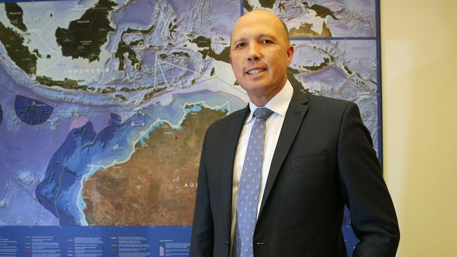 The world is not enough ... new Home Affairs Minister Peter Dutton in Parliament House. Picture: Gary Ramage