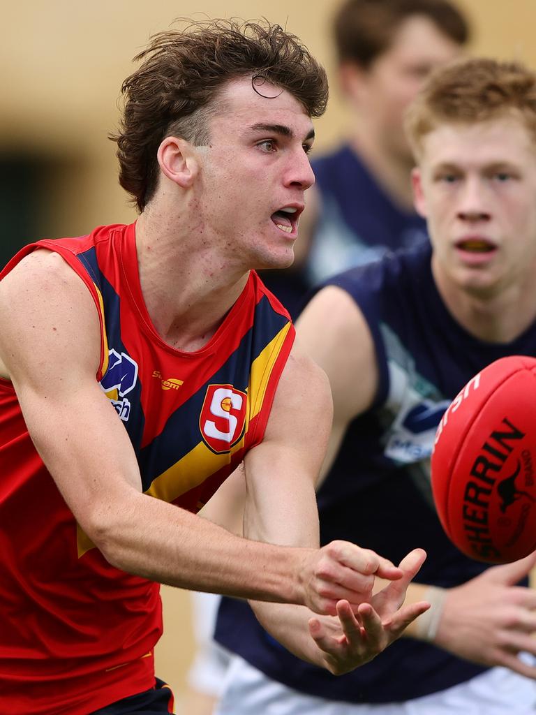 Fremantle-bound Charlie Nicholls in action for South Australia at this year’s AFL under-18 championships. Picture: Sarah Reed/AFL Photos