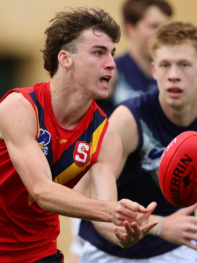 Fremantle-bound Charlie Nicholls in action for South Australia at this year’s AFL under-18 championships. Picture: Sarah Reed/AFL Photos